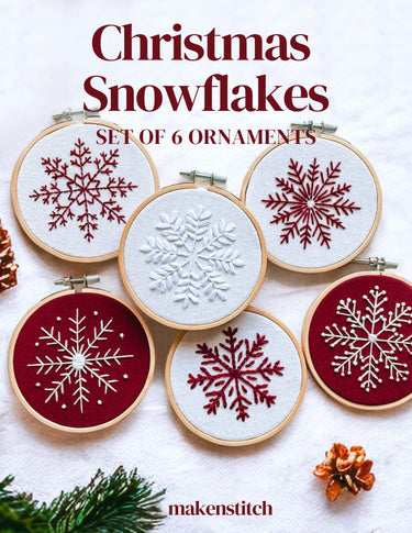 Christmas Snowflakes Set of 6 Hand Embroidery Patterns E-book