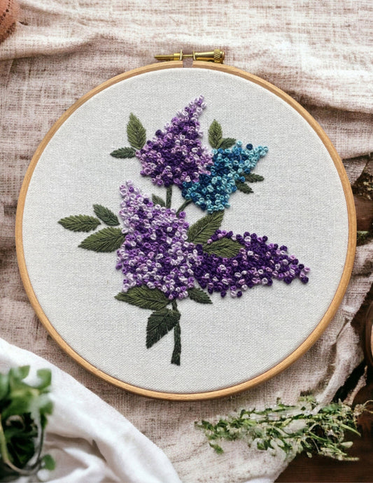 Lilac Flowers Hand Embroidery Pattern PDF