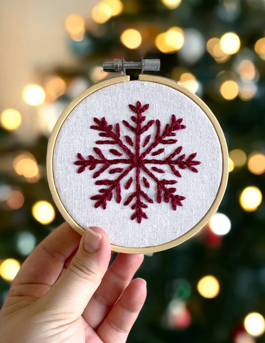 Red Snowflake Hand Embroidery Pattern PDF