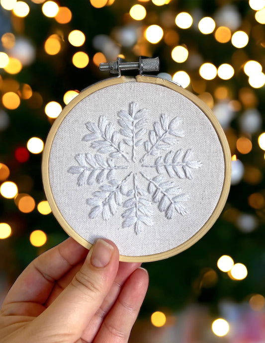 White Snowflake Hand Embroidery Pattern PDF
