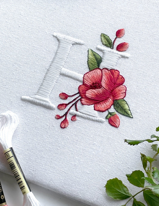 Rose Monogram Alphabet Hand Embroidery E-Book
