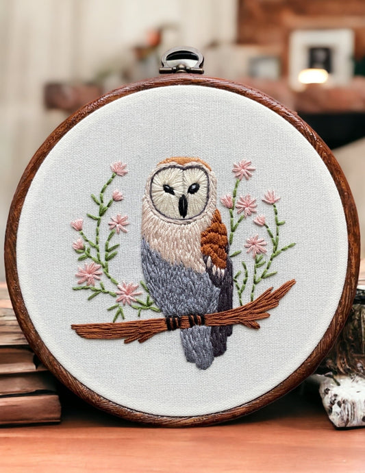 Floral Owl Hand Embroidery Pattern PDF