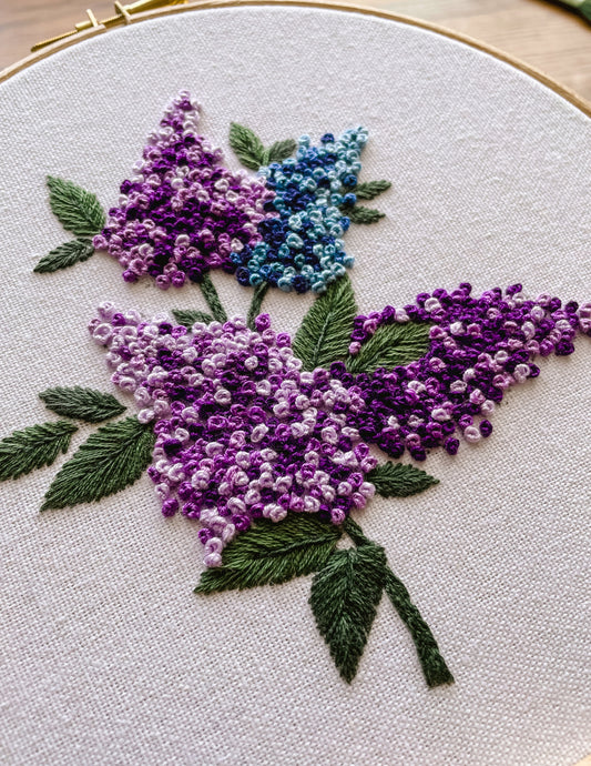 Lilac Flowers Hand Embroidery Pattern PDF