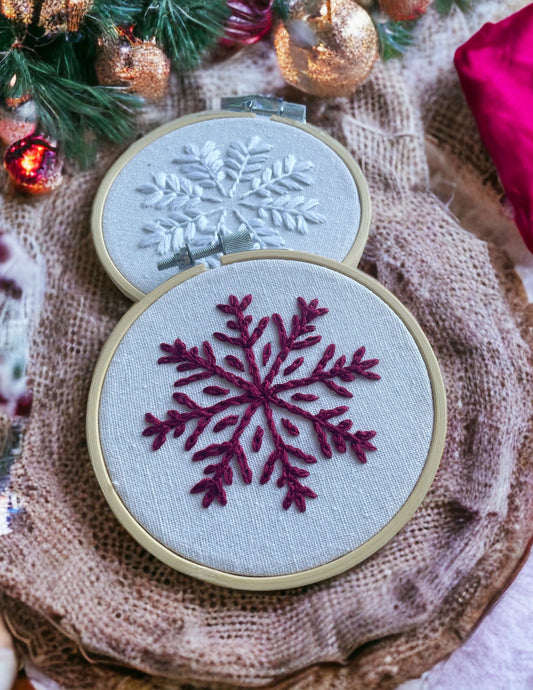 Red Snowflake Hand Embroidery Pattern PDF