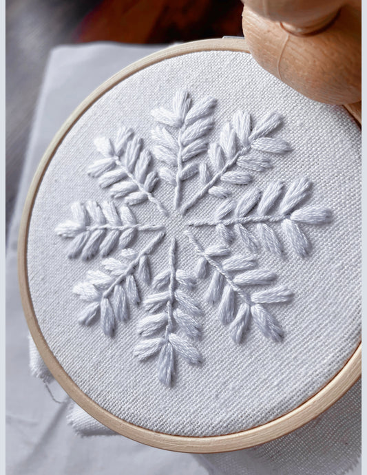 White Snowflake Hand Embroidery Pattern PDF