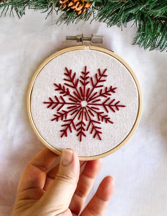 Simple Snowflake Hand Embroidery Pattern PDF