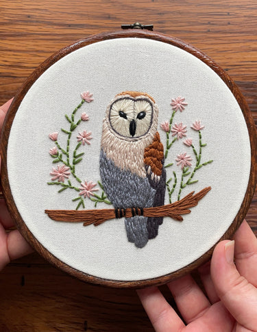 Floral Owl Hand Embroidery Pattern PDF