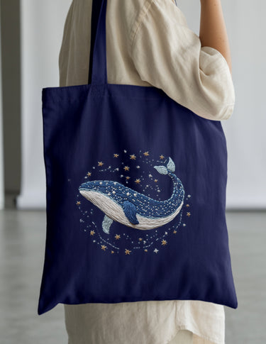 Celestial Whale Hand Embroidery Pattern PDF for Tote Bag