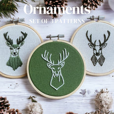 Reindeer Ornaments Set of 3 Hand Embroidery Patterns E-book