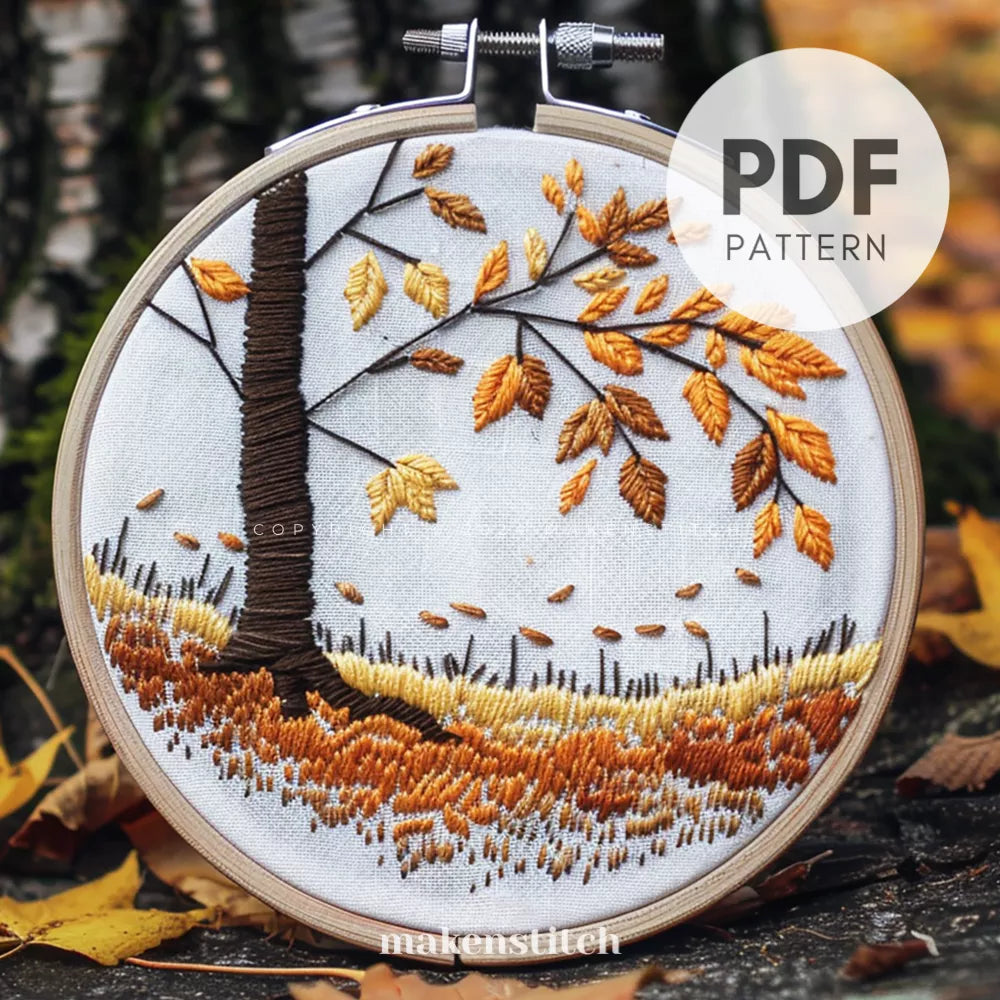 Autumn Tree Hand Embroidery Pattern