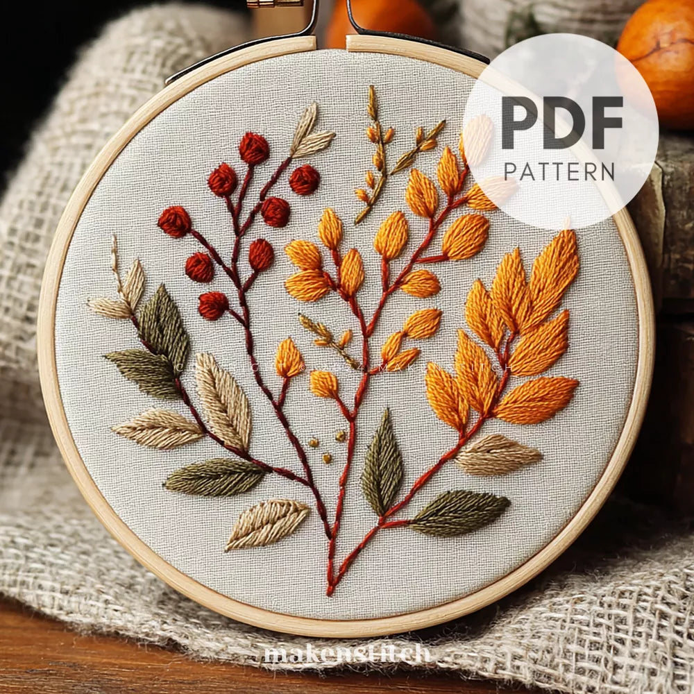 Fall Foliage Hand Embroidery Pattern