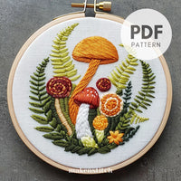 Thumbnail for Fern and Mushroom Hand Embroidery Pattern