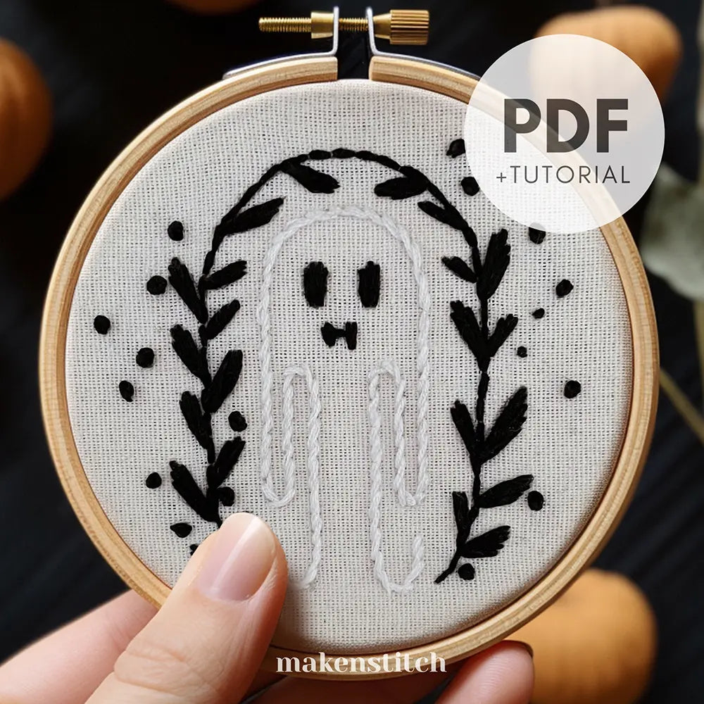 Simple Ghost Halloween Hand Embroidery Pattern