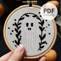 Thumbnail for Simple Ghost Halloween Hand Embroidery Pattern