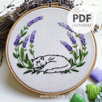 Thumbnail for Lavender Cat Hand Embroidery Pattern