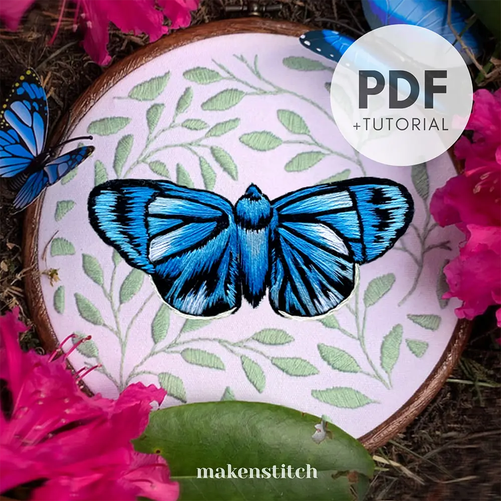 Realistic Butterfly Hand Embroidery Pattern