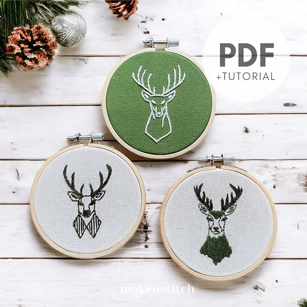 Reindeers Set Hand Embroidery Pattern