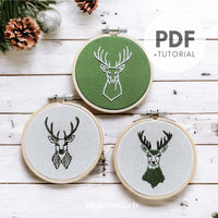 Thumbnail for Reindeers Set Hand Embroidery Pattern