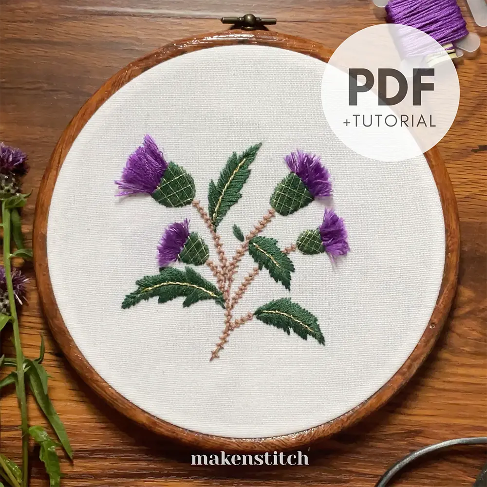 Thistle Flower Hand Embroidery Pattern