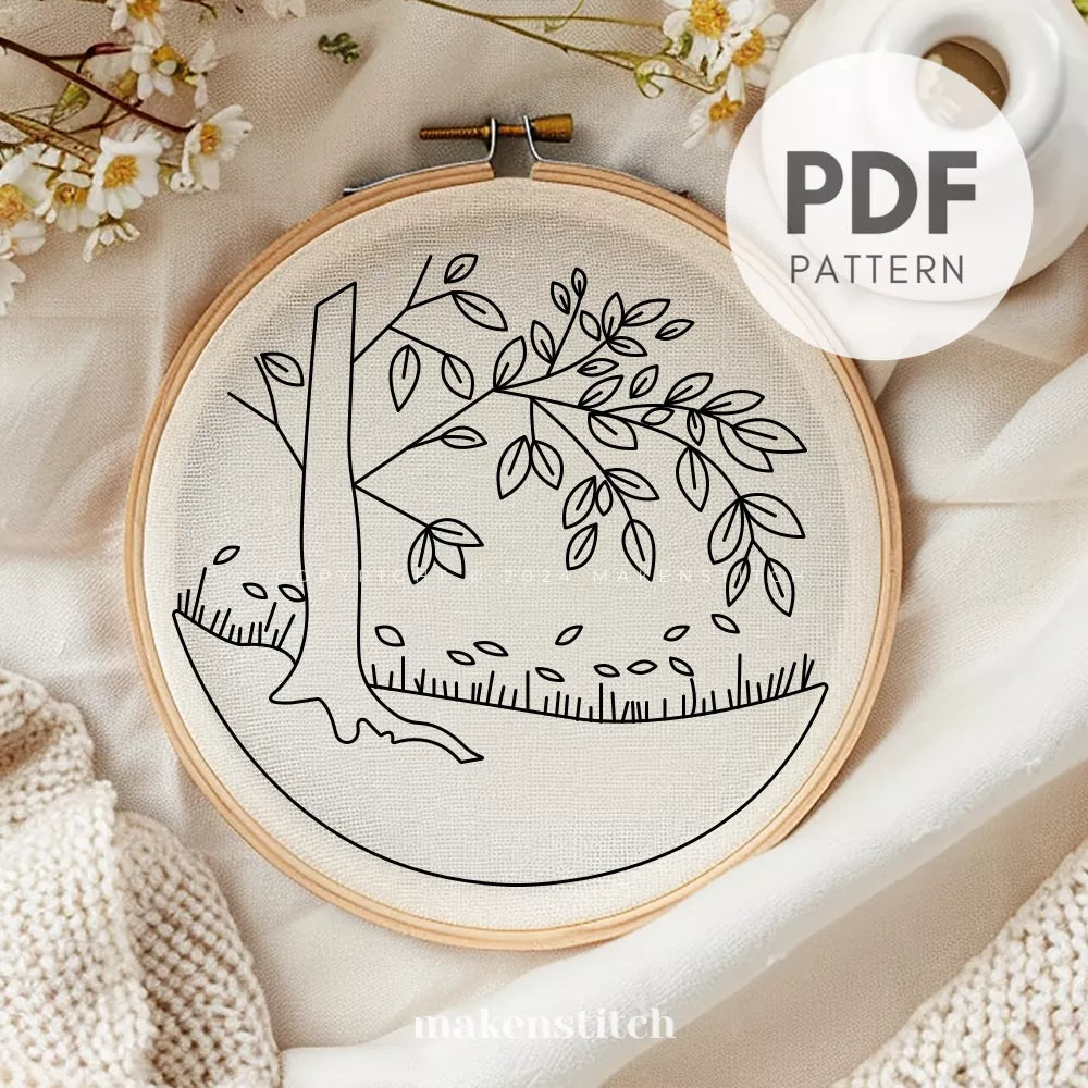 Autumn Tree Hand Embroidery Pattern