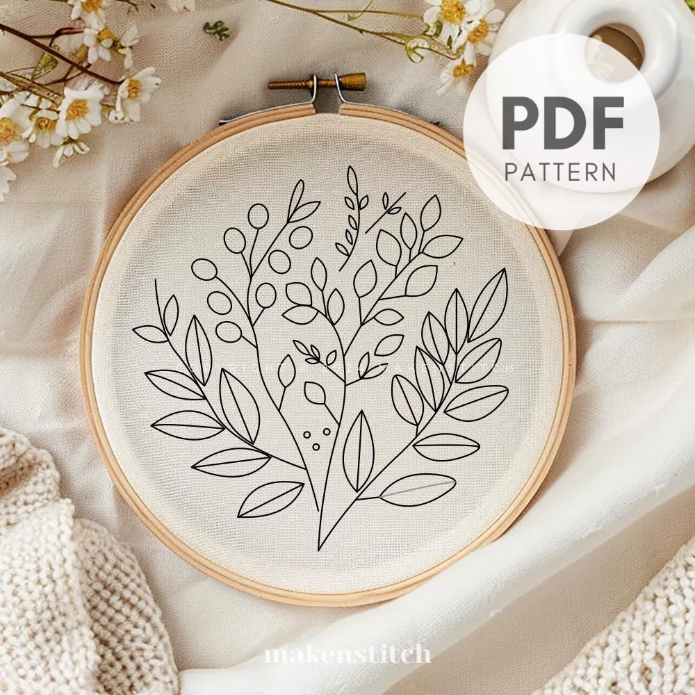 Fall Foliage Hand Embroidery Pattern