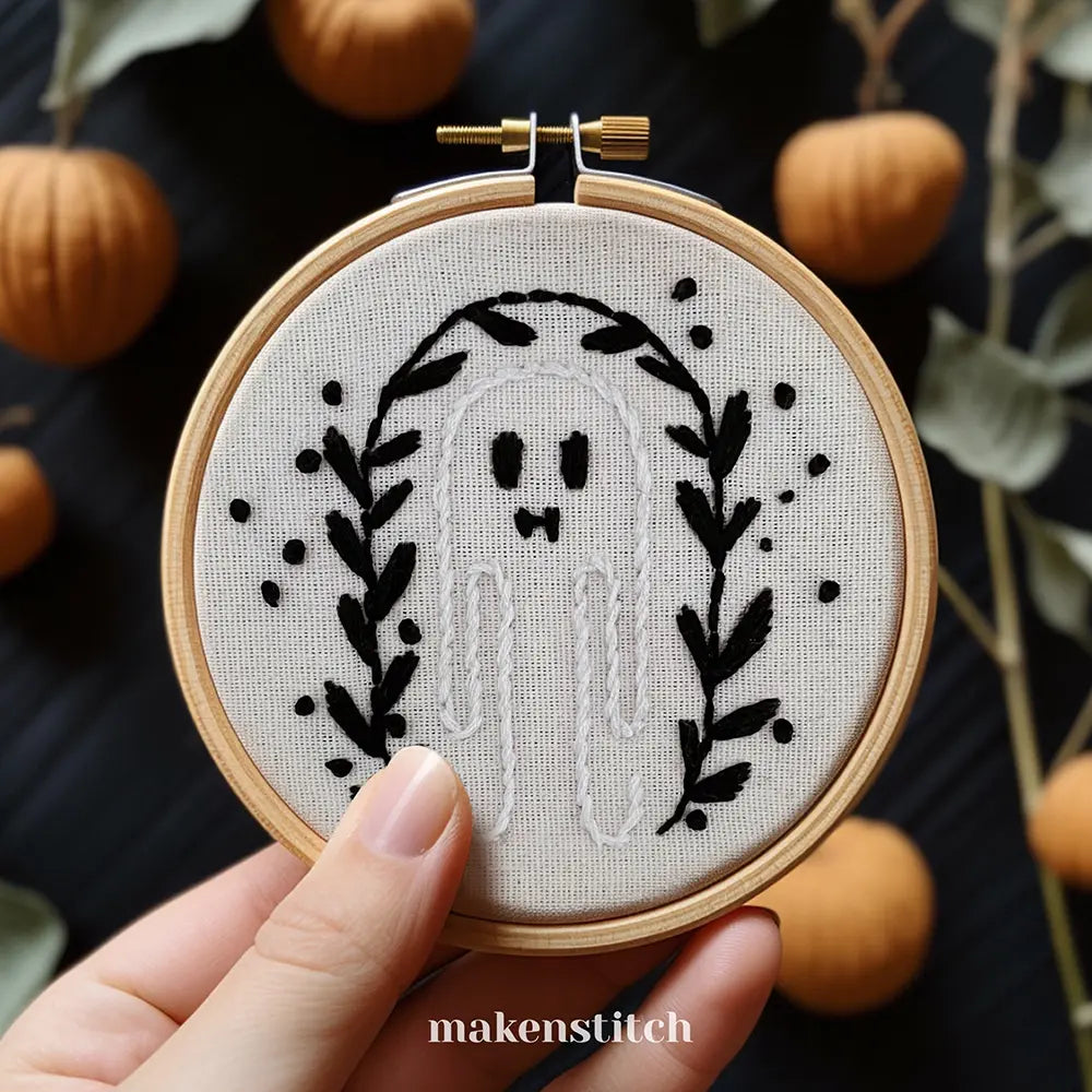 Simple Ghost Halloween Hand Embroidery Pattern