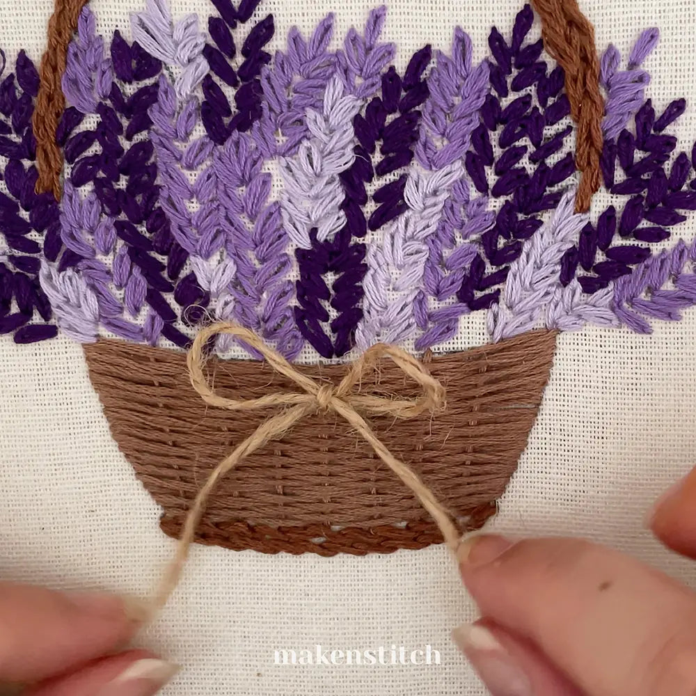 Lavender Basket Hand Embroidery Pattern