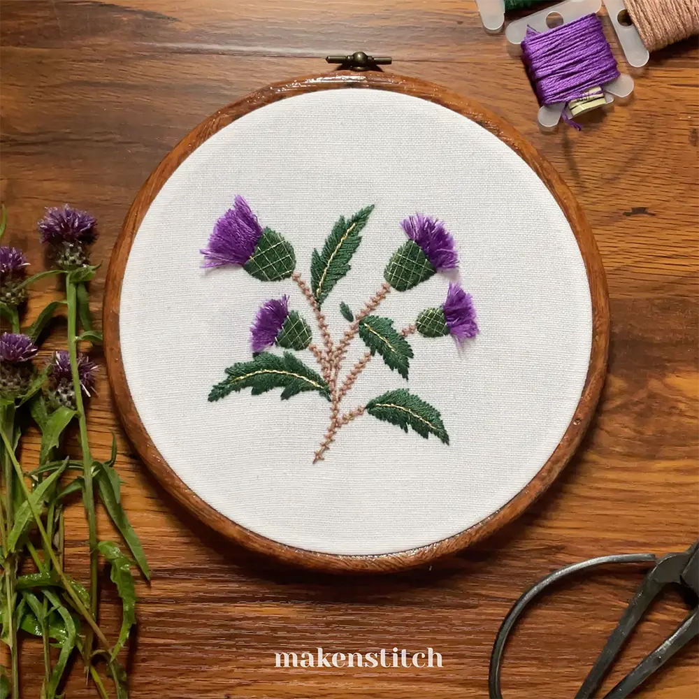 Thistle Flower Hand Embroidery Pattern