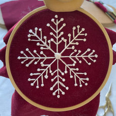 White and Red Snowflake Hand Embroidery Pattern PDF