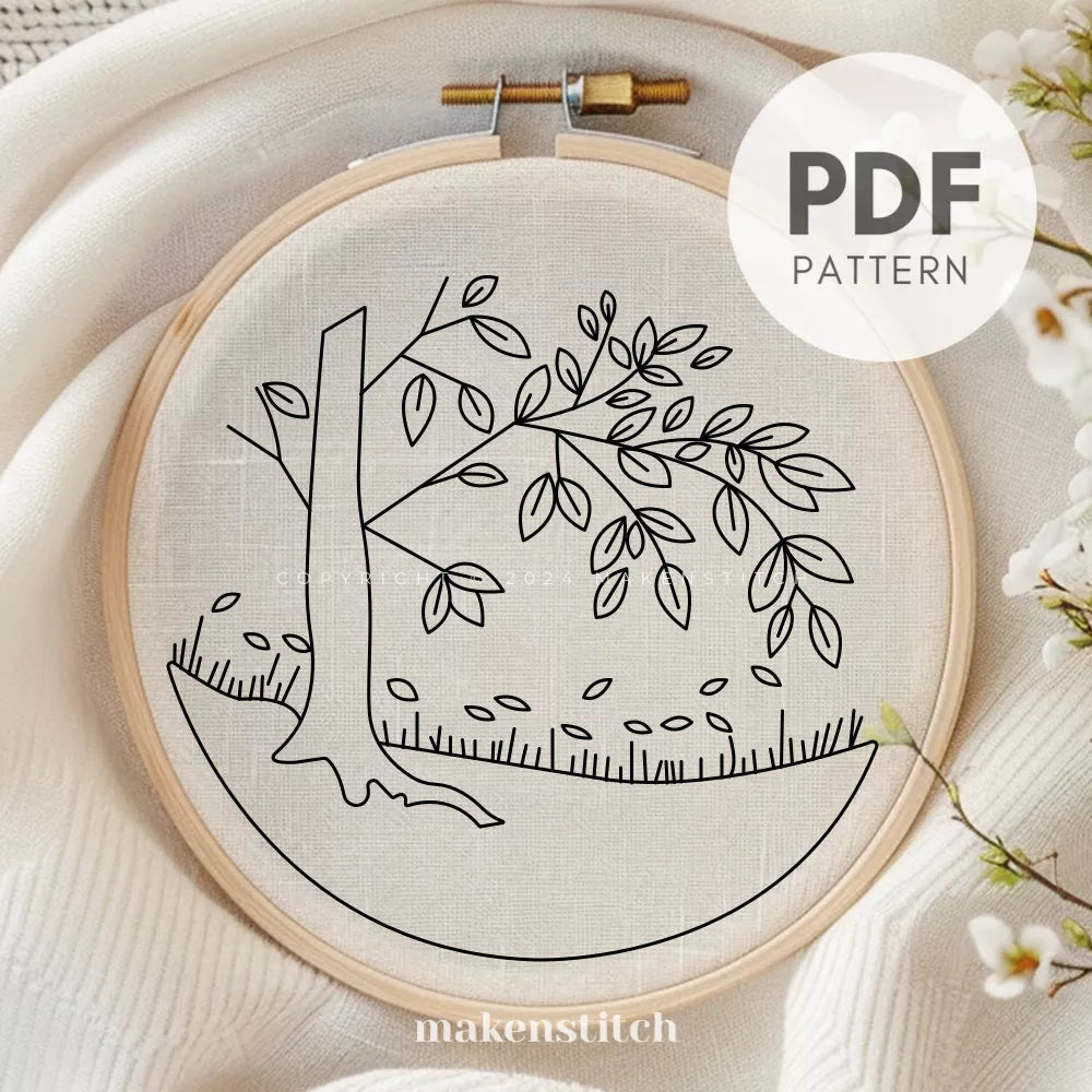 Autumn Tree Hand Embroidery Pattern