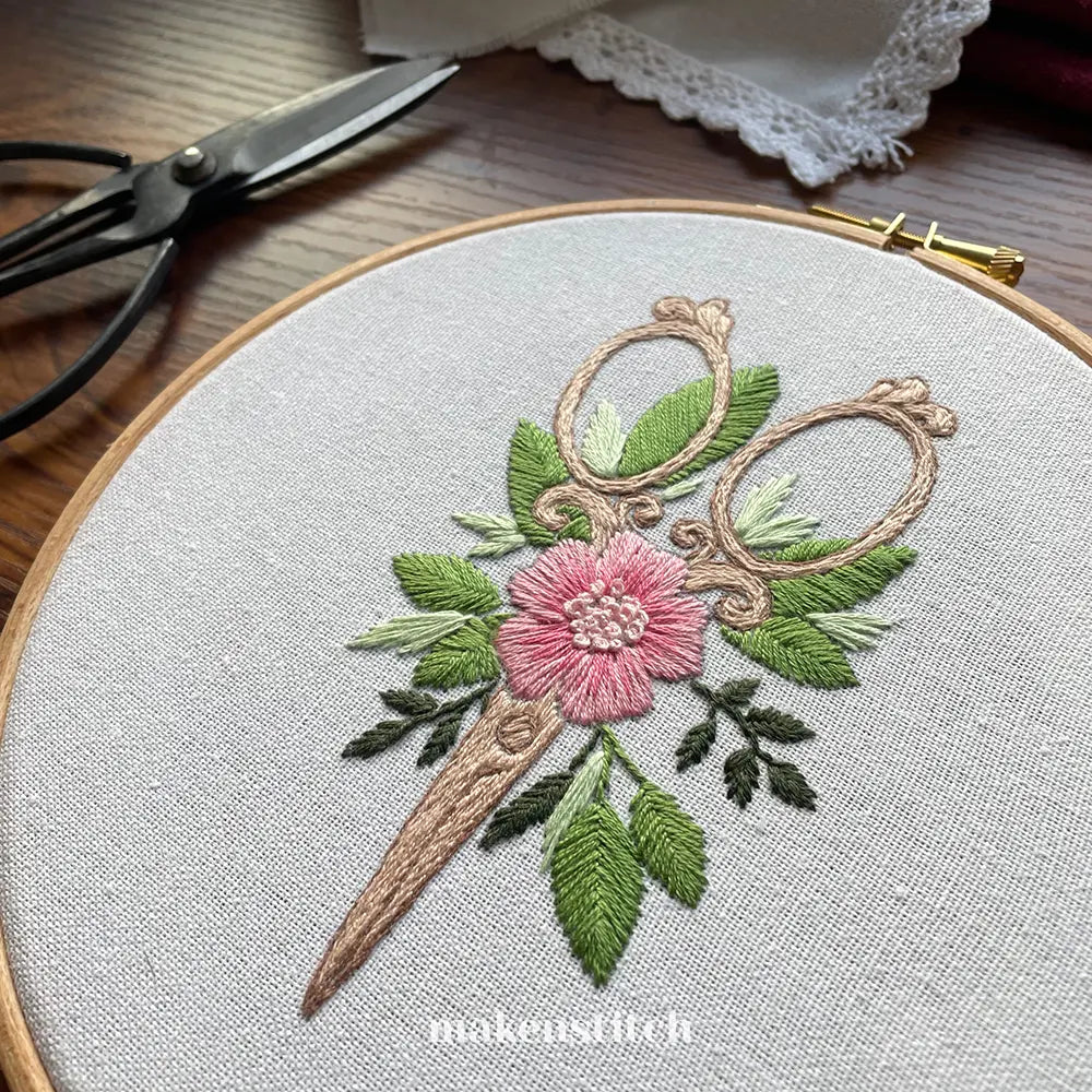 Floral Scissors Embroidery Pattern