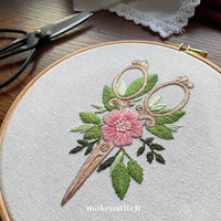 Thumbnail for Floral Scissors Embroidery Pattern