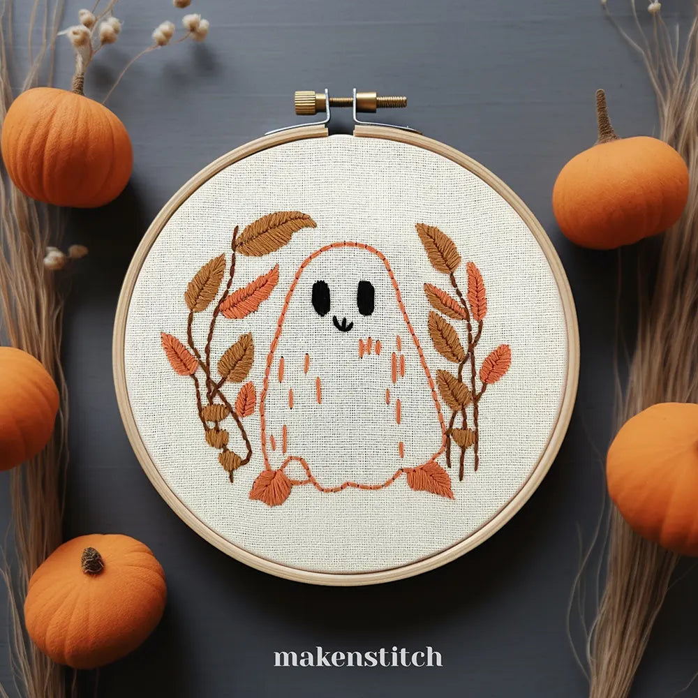 Floral Ghost Hand Embroidery Pattern