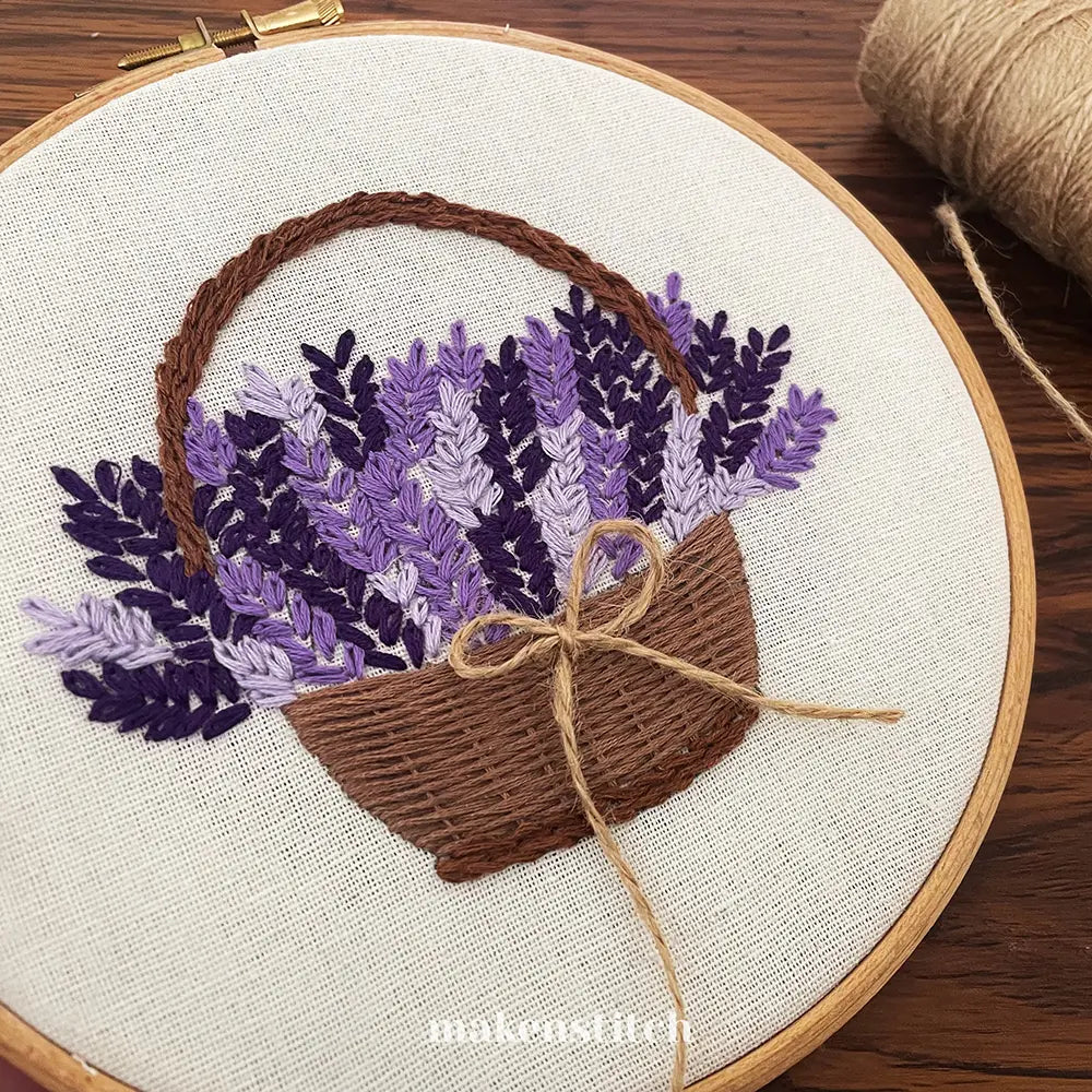 Lavender Basket Hand Embroidery Pattern