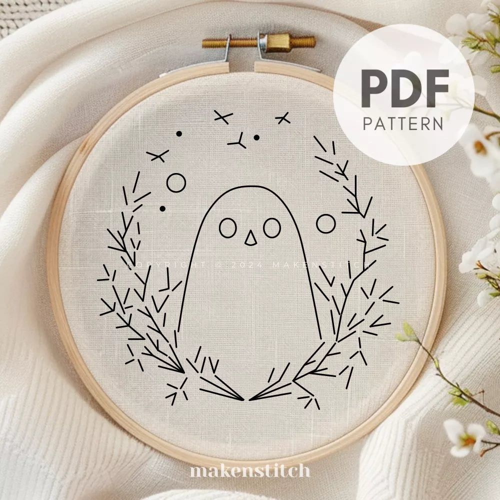 Minimalist Ghost Hand Embroidery Pattern