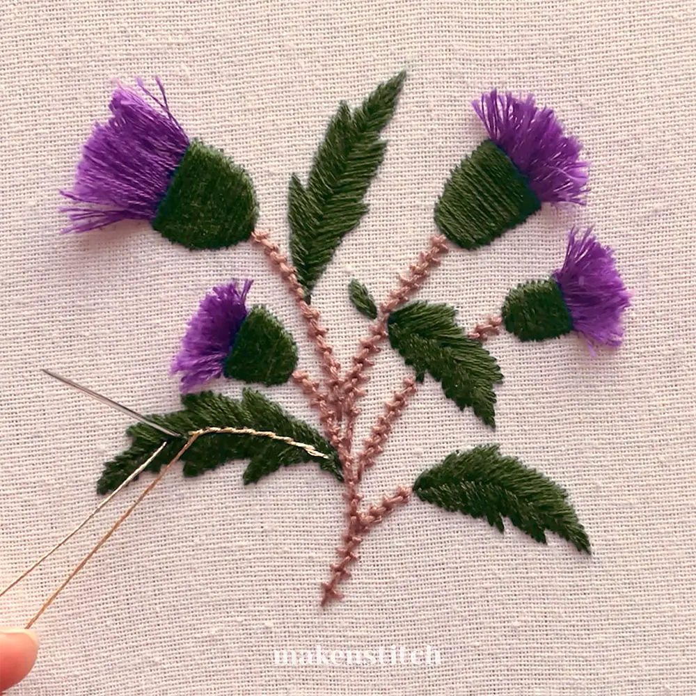 Thistle Flower Hand Embroidery Pattern