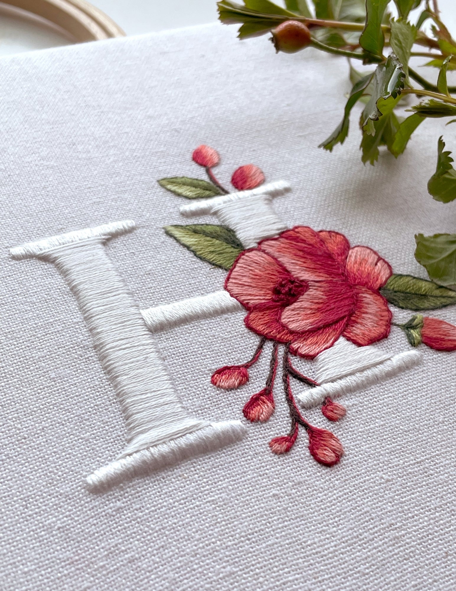 Rose Monogram Alphabet Hand Embroidery E-Book