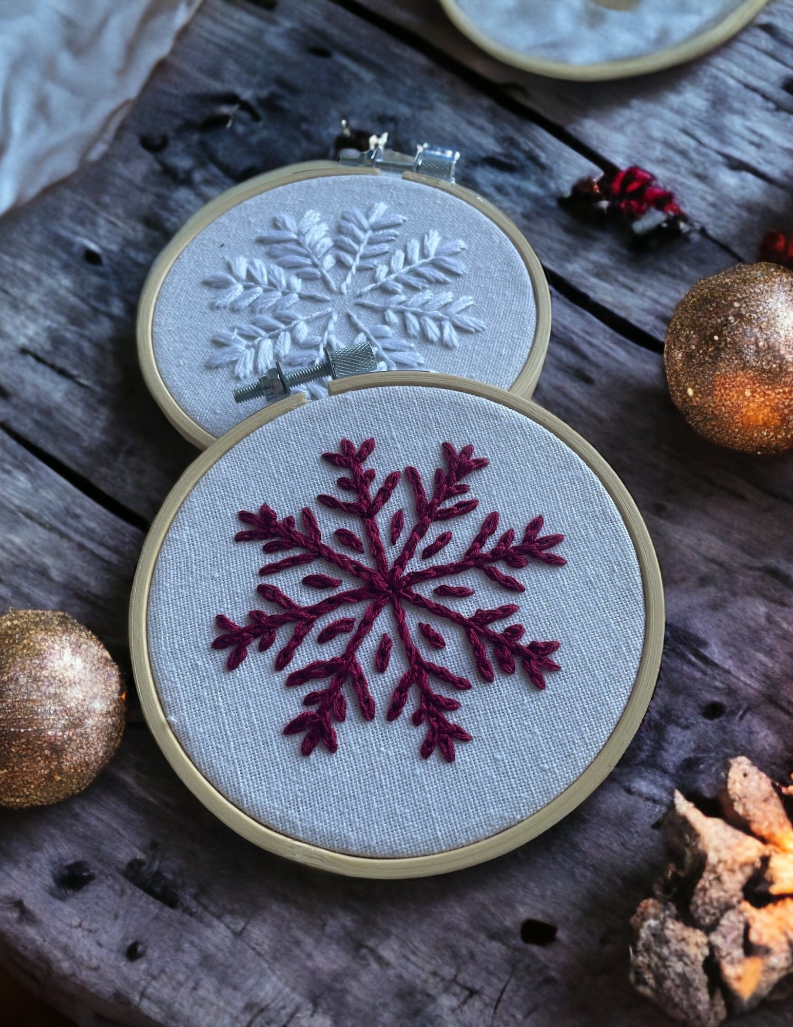 Red Snowflake Hand Embroidery Pattern PDF