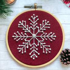 White and Red Snowflake Hand Embroidery Pattern PDF