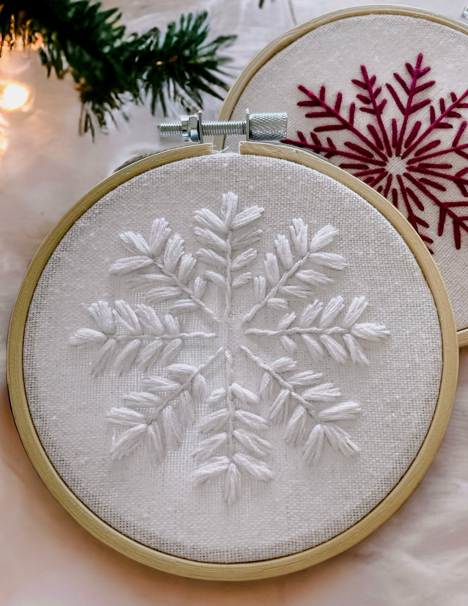 White Snowflake Hand Embroidery Pattern PDF