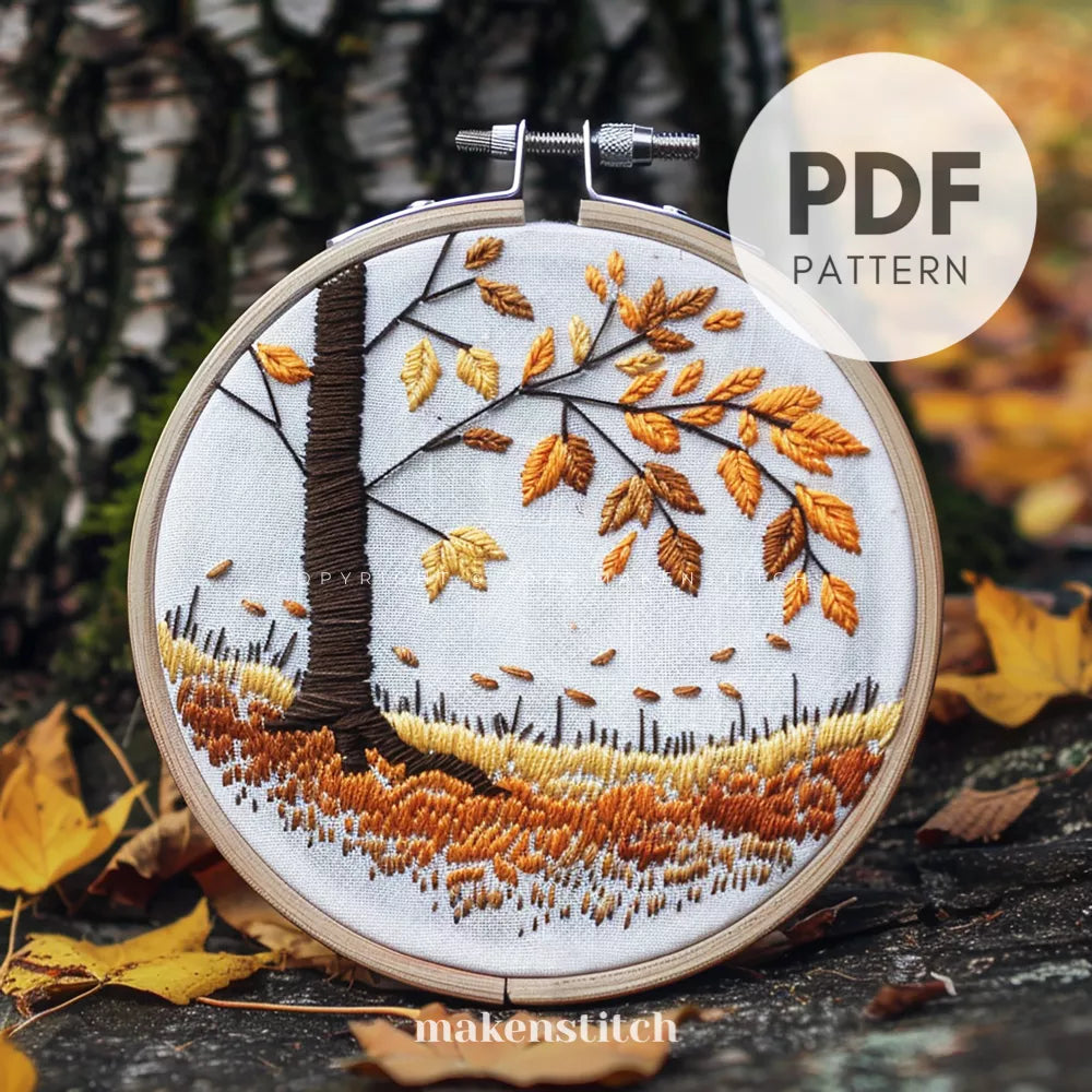 Autumn Tree Hand Embroidery Pattern