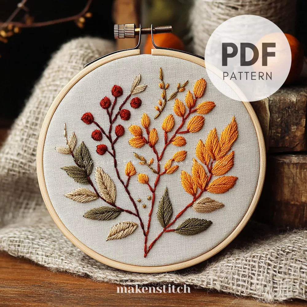 Fall Foliage Hand Embroidery Pattern