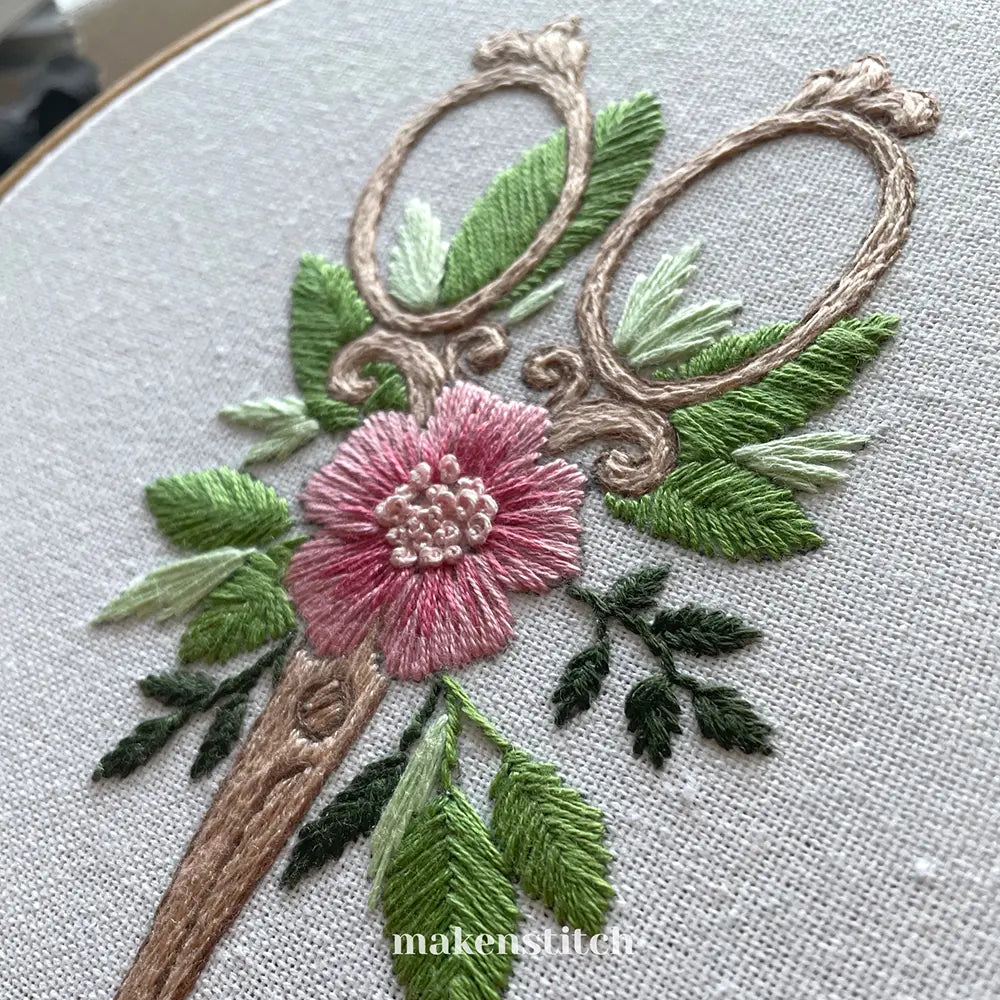 Floral Scissors Embroidery Pattern