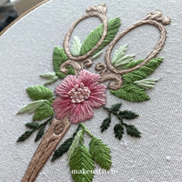 Thumbnail for Floral Scissors Embroidery Pattern