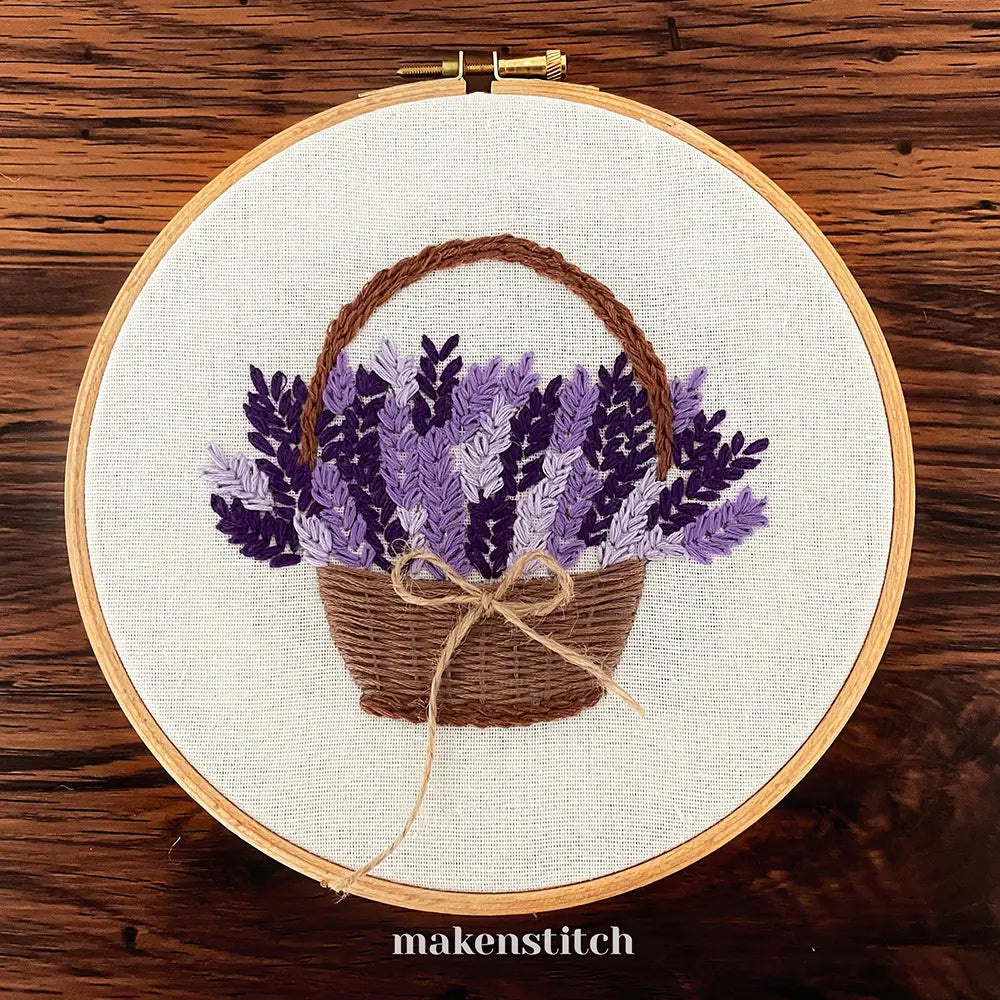 Lavender Basket Hand Embroidery Pattern