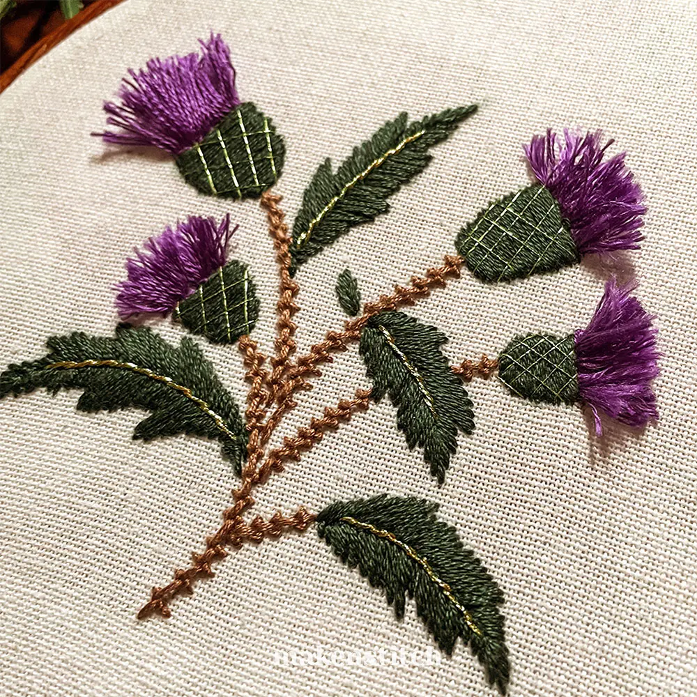 Thistle Flower Hand Embroidery Pattern