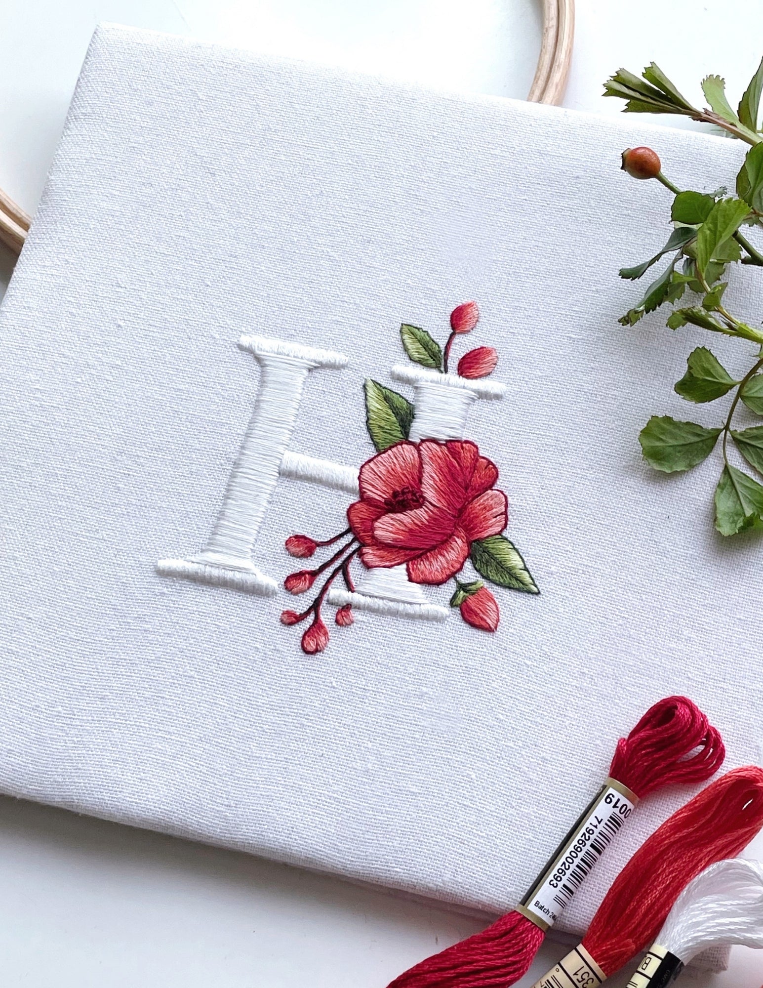 Rose Monogram Alphabet Hand Embroidery E-Book