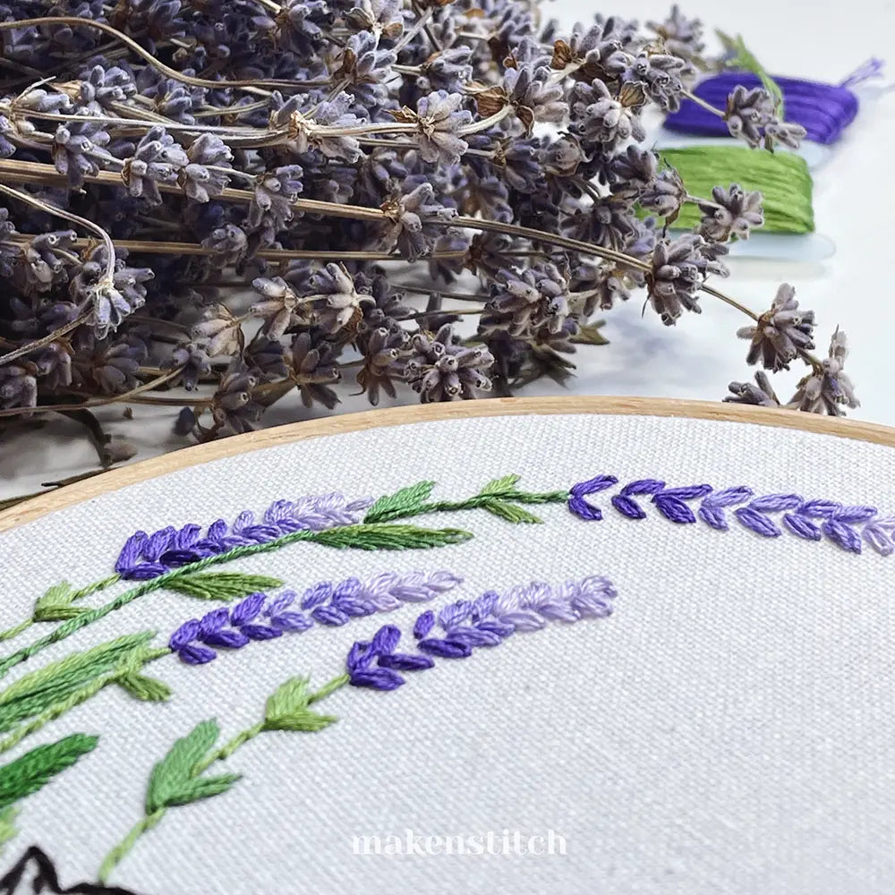 Lavender Cat Hand Embroidery Pattern