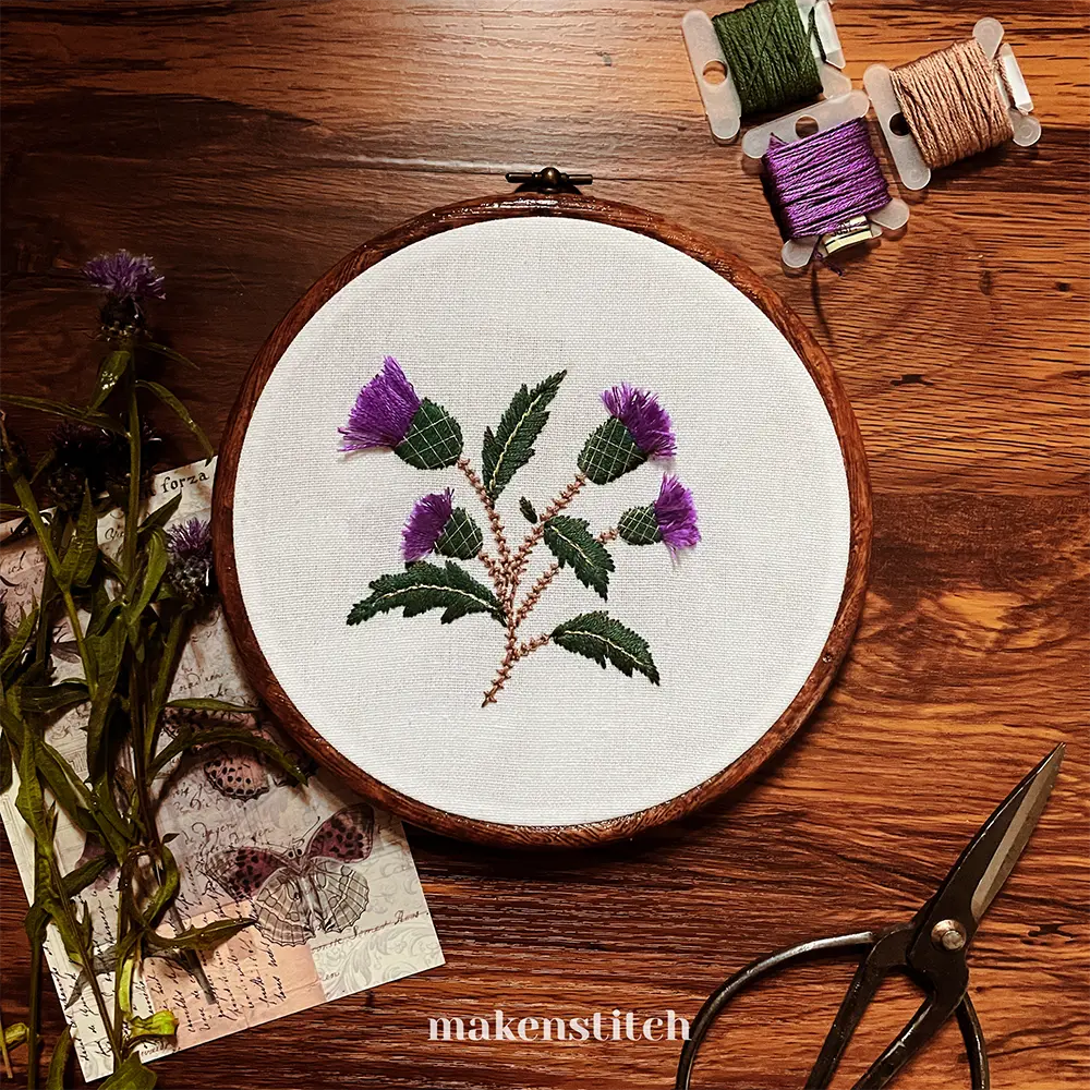 Thistle Flower Hand Embroidery Pattern