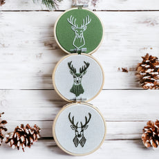 Reindeer Ornaments Set of 3 Hand Embroidery Patterns E-book